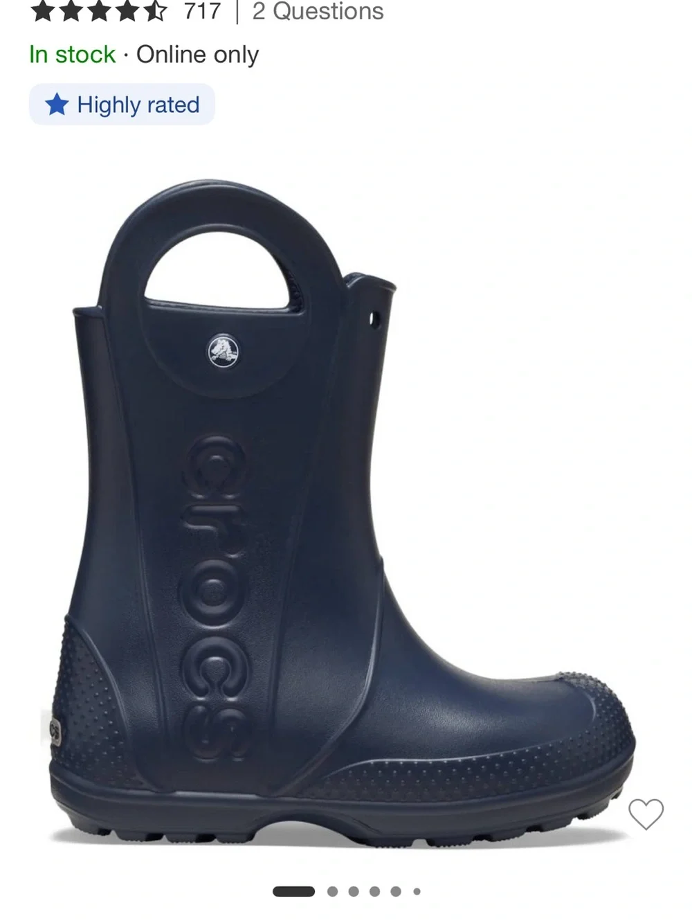 CROCS Kids Navy Blue Handle Rain Boot